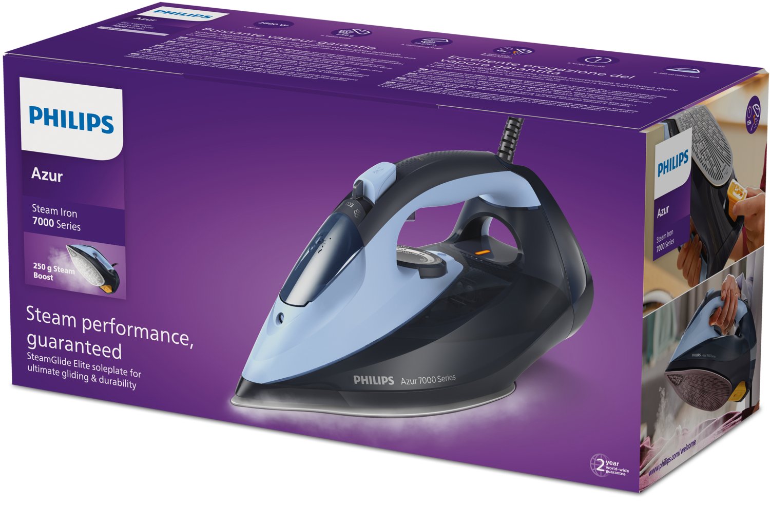 Philips 7000 Series Dst7041/20 Plancha De Vapor Hv De Color Azul Claro/Oscuro