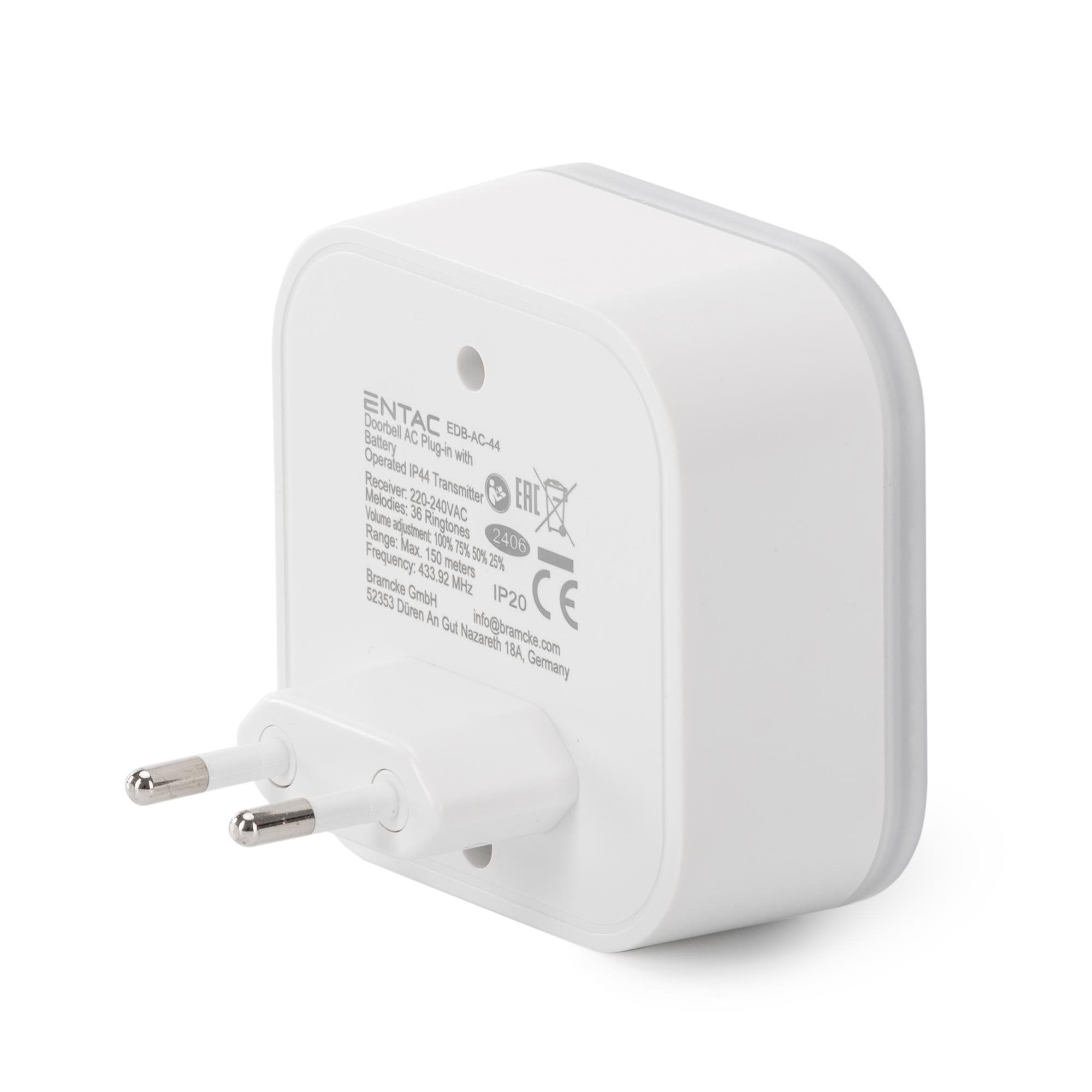 Entac Türklingel Ac Plug-In Ip44-Sender Inkl. 1xcr2032