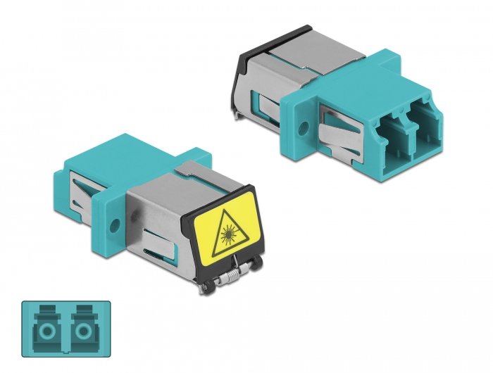 Delock Lwl Kupplung Mit Laserschutzklappe Lc Duplex Buchse Zu Lc Duplex Buchse Multimode Aqua