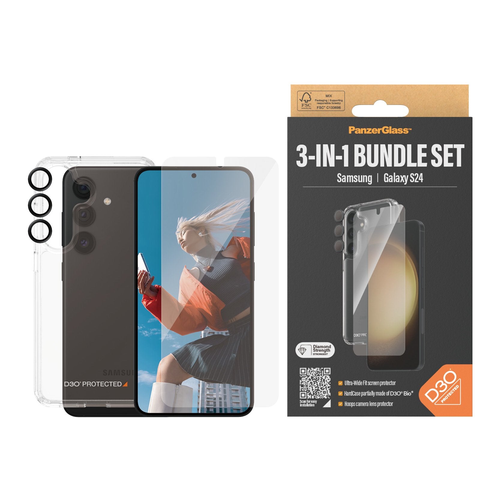 EAN 5711724212109 - PanzerGlass ® 3-in-1 Protection Bundle Samsung Galaxy S24 | Ultra-Wide Fit w. EasyAligner Protector de pa imagen 2
