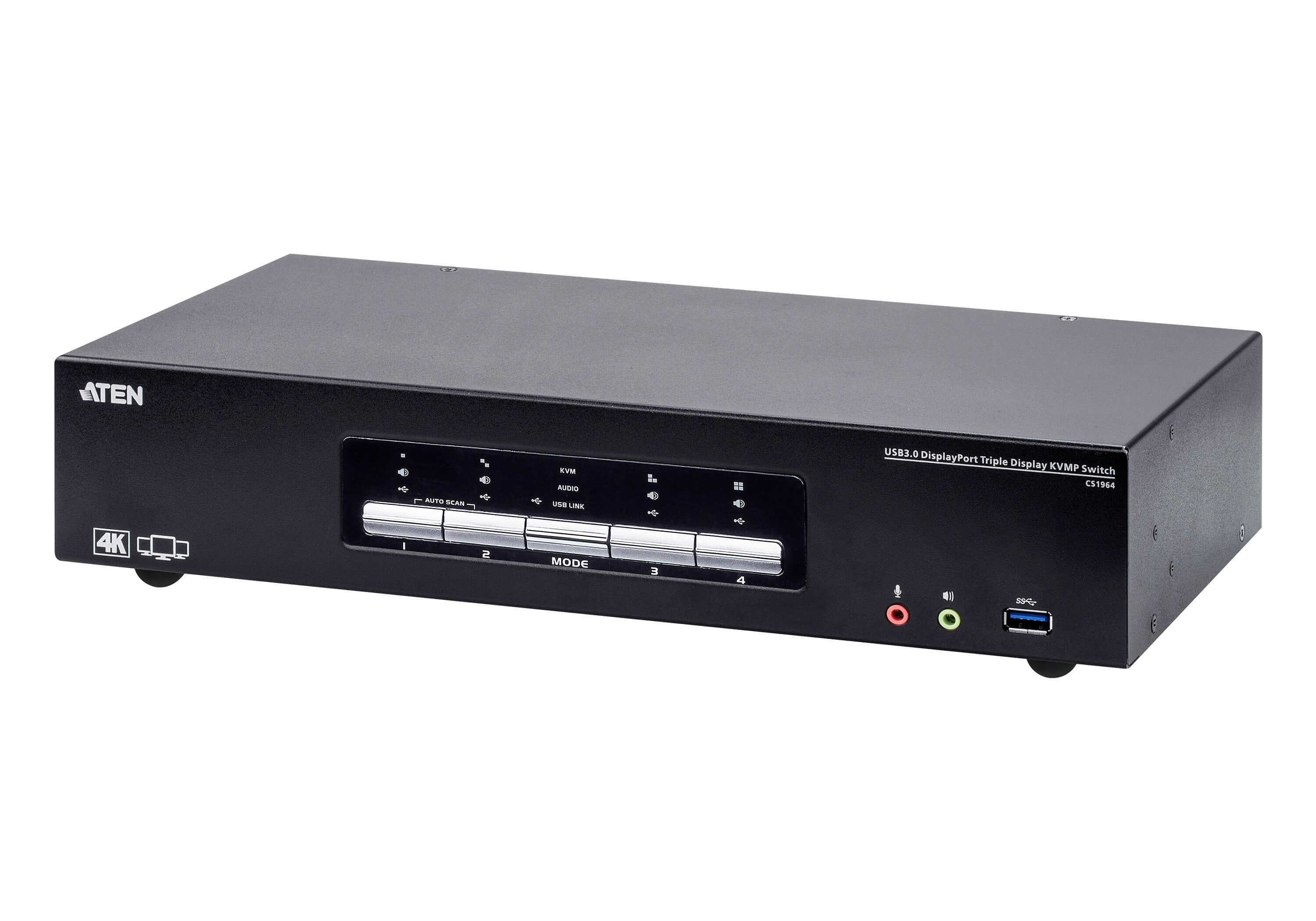 Aten Cs1964 4 Puertos Usb 3.0 4k Displayport Triple Pantalla Kvmp, Conmutador Kvm Cs1964