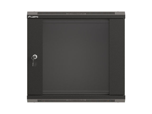 Armario Lanberg Mural Rack 19" 9u 540x350 Flat Pack Negro Puerta Cristal