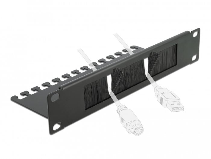 Delock 10? Cablemanagement Bürstenleiste Mit Cableabfangplatte 1 He Schwarz
