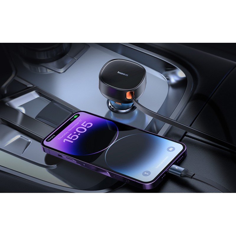 Ladowarka Samochodowa Baseus Enjoyment Usb Z Kablem Usb-C I Lightning 60 W (Czarna)