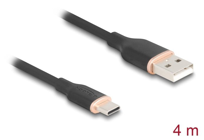 Delock 81228 Cable Usb 2.0 Usb Tipo-A Macho A Usb Type-C Macho 4 M Negro Silicona
