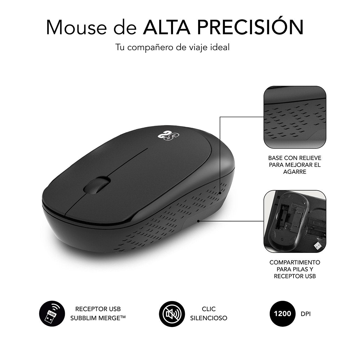 Ratón Inalámbrico Subblim Business Plus Silencioso Hasta 1200 Dpi