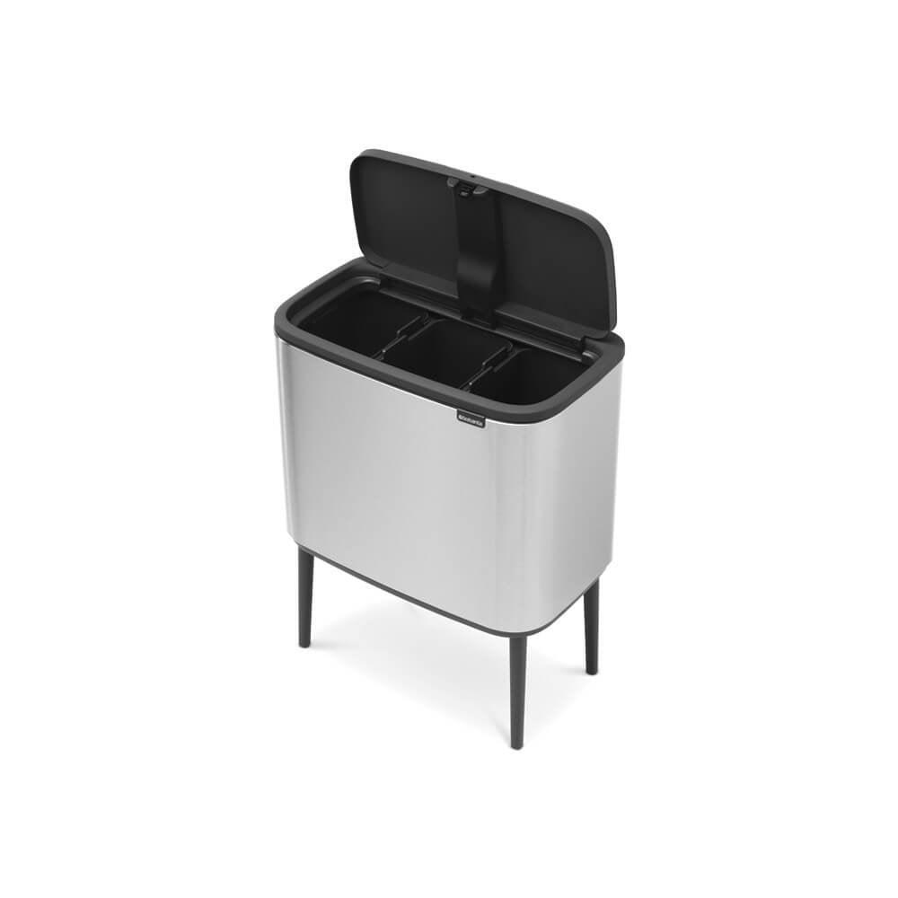 Brabantia 316081 Papelera 33 L Rectangular Acero Inoxidable Negro, Acero Inoxidable