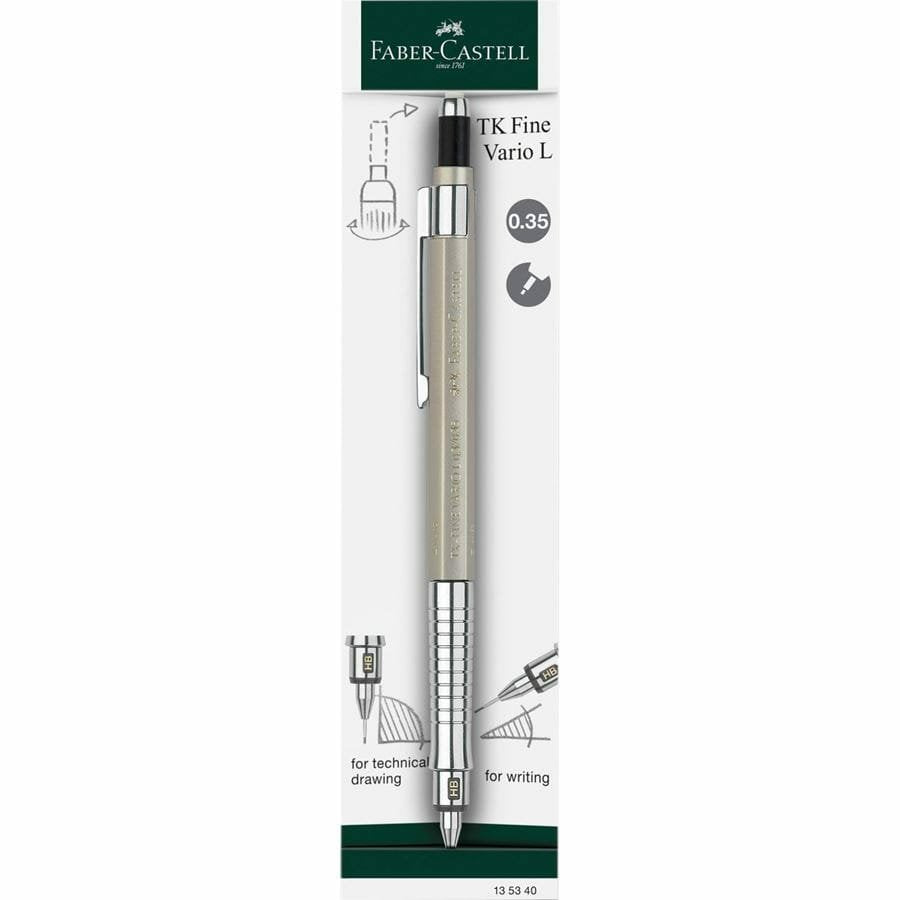 Faber-Castell Tk-Fine Vario L Portaminas Hb 0.3mm - Con Goma De Borrar - Clip De Metal - Color Champagne