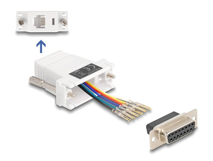 Delock 67088 D-Sub Hembra De 15 Pines A Rj12 Hembra, Kit De Montaje Blanco