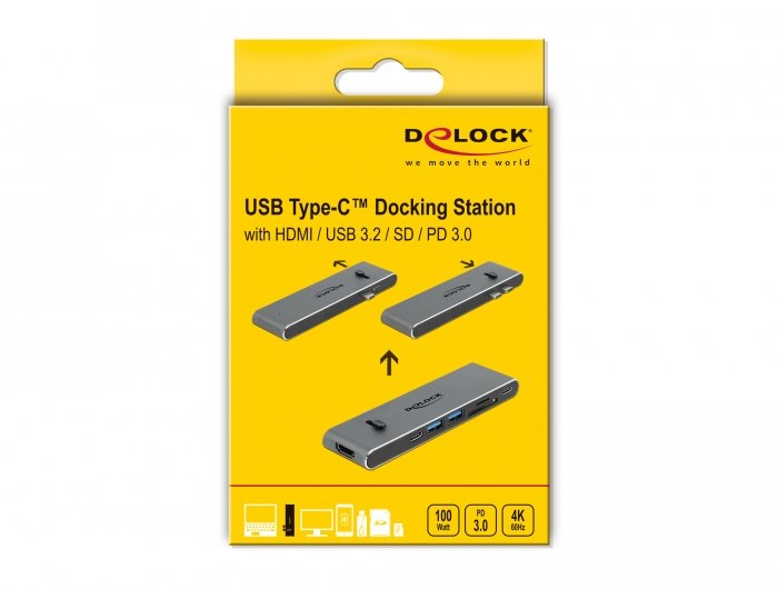 Delock 87752 Base Para Portátil Y Replicador De Puertos Alámbrico Usb 3.2 Gen 1 (3.1 Gen 1) Type-C Gris, Estación De Acoplamiento Gris, Alámbrico, Usb 3.2 Gen 1 (3.1 Gen 1) Type-C, Gris, Microsd (Transflash), Sd, 3840 X 2160 Pixeles, Metal