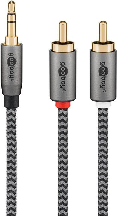 EAN 4040849652844 - Goobay 65284 cable de audio 0,5 m 3,5mm 2 x RCA Negro, Plata imagen 2