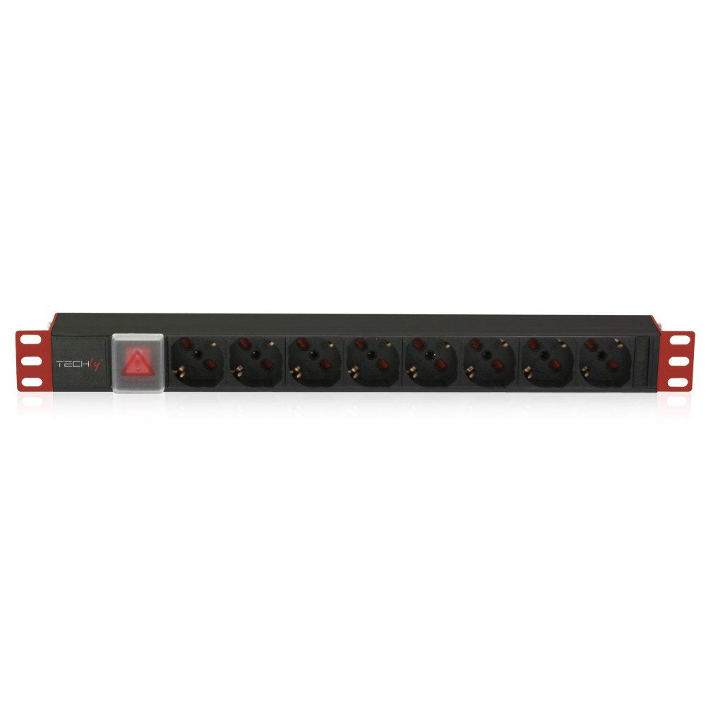 Phasak Regleta 19" De 8 Tomas Schuko Con Interruptor Conexión C14 2m Negro