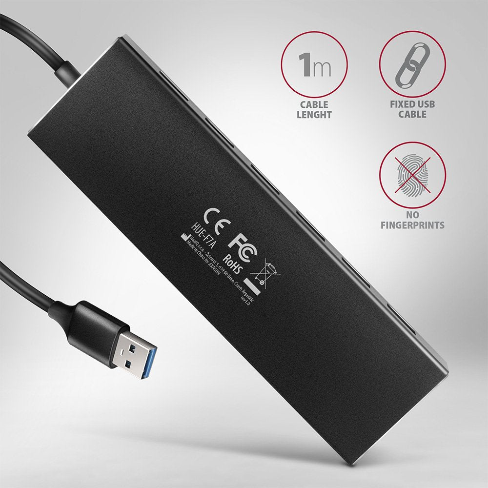 EAN 8595247907035 - Axagon HUE-F7A 7x USB 3.2 Gen 1 ALU FLAT hub micro power IN 1m USB-A USB 3.2 Gen 1 (3.1 Gen 1) Type-A 500 imagen 6