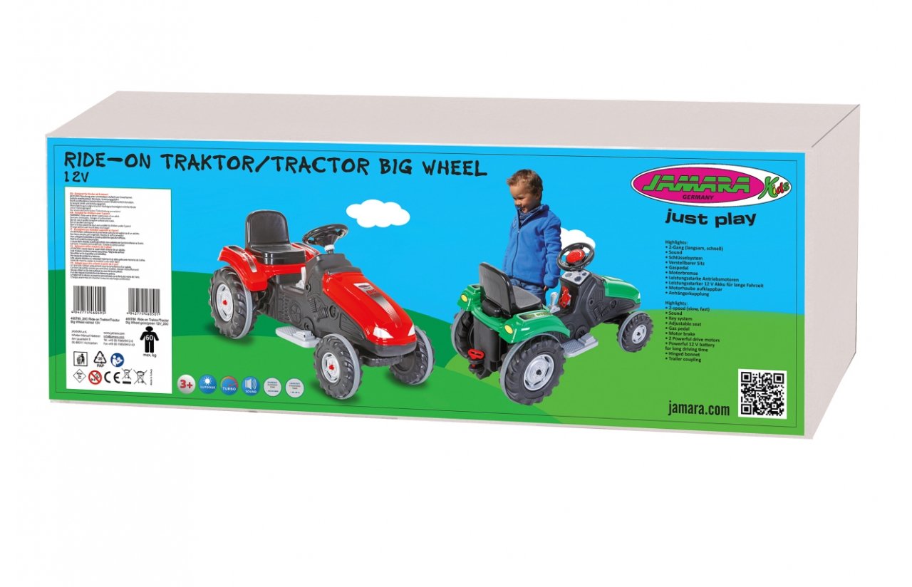 Tractor De Conducción Jamara Rueda Grande 12v Rojo