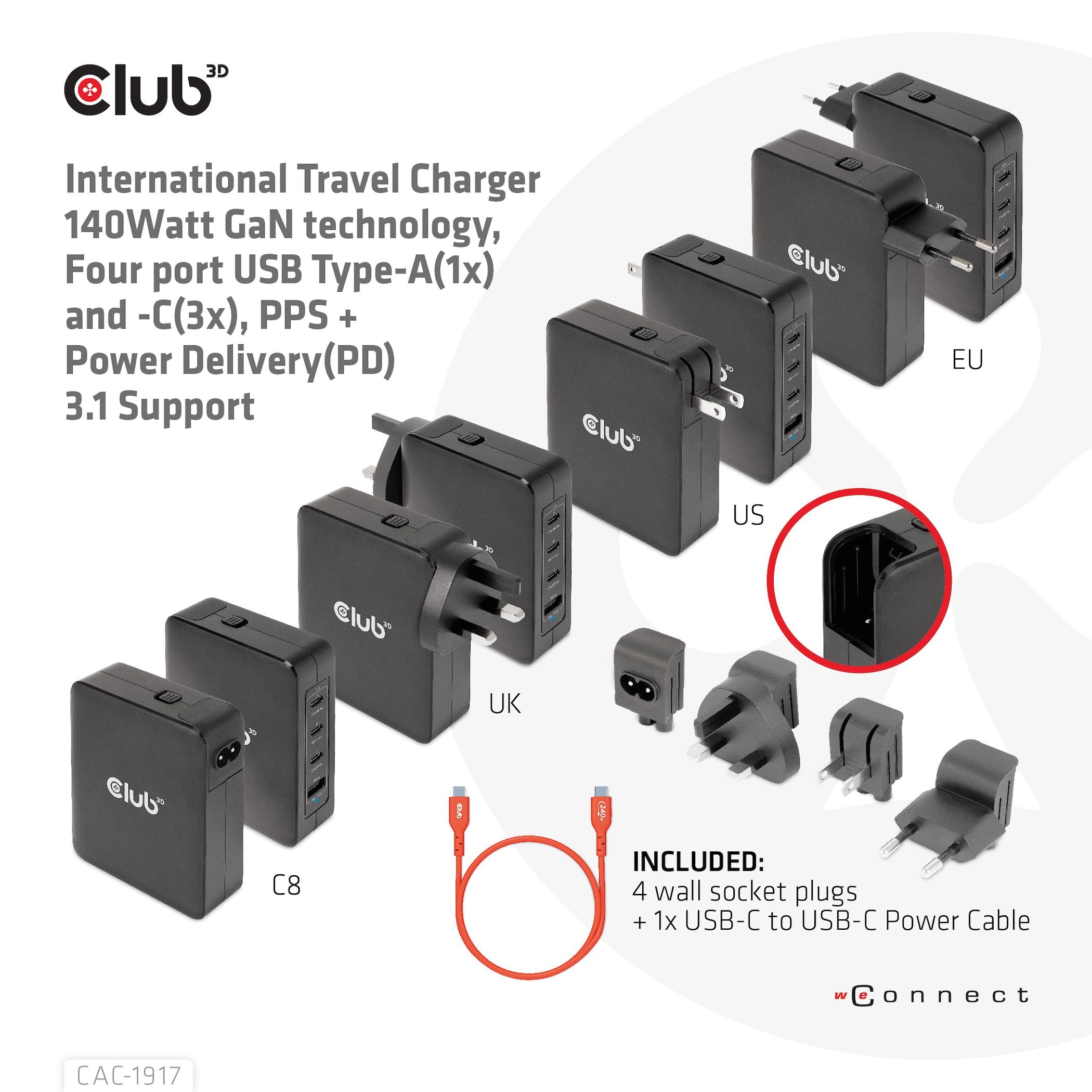 EAN 8719214472733 - CLUB3D CAC-1917 unidad de fuente de alimentación 140 W imagen 8