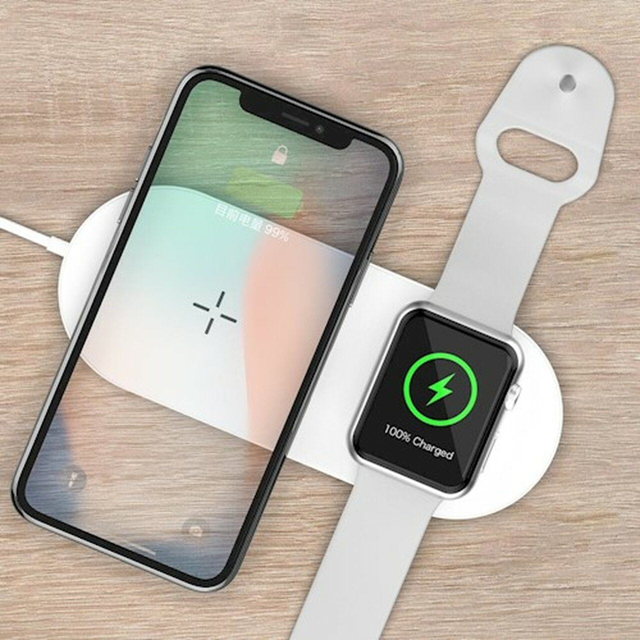 Cargador Inalámbrico 2 En 1 Para Móvil Y Reloj.