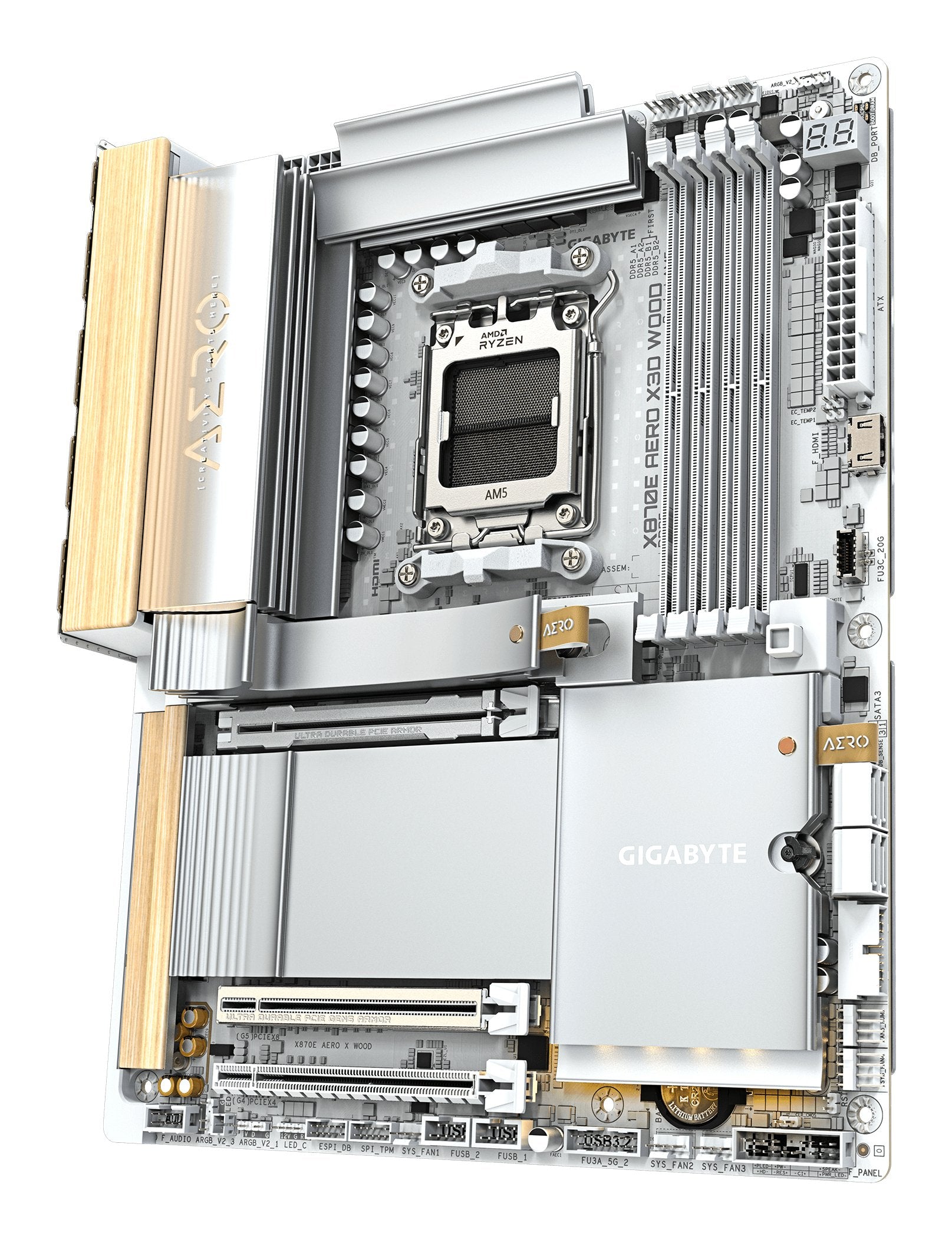 Placa Base Gigabyte X870e Aero X3d Wood Plateado