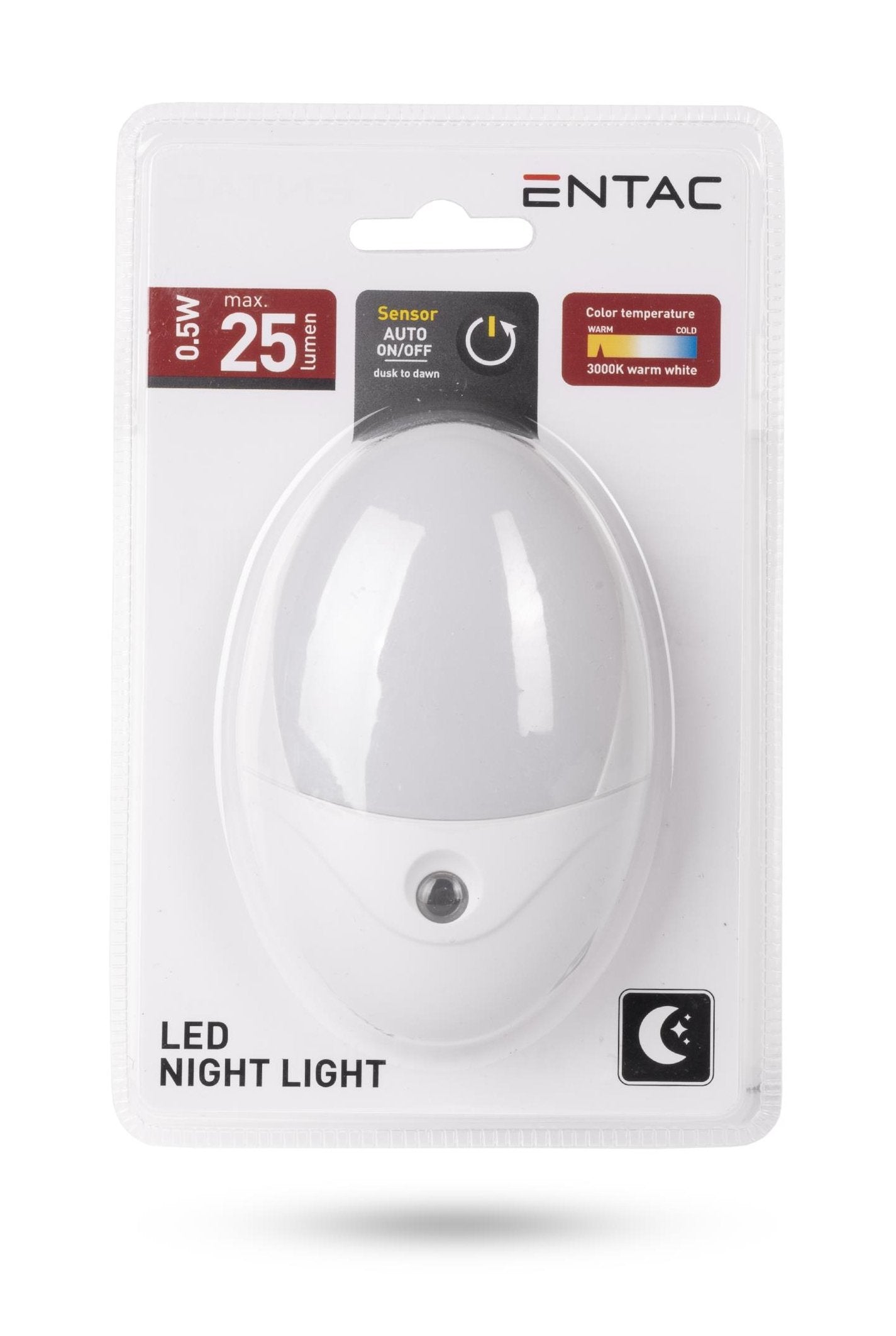 Entac Nachtlicht 0.5w Oval Ww Blanco Dämmerungssensor