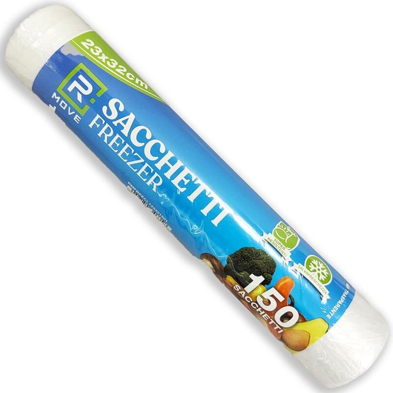1 Rotolo Da 150 Sacchi Freezer 23x32cm Trasparenti Rmove