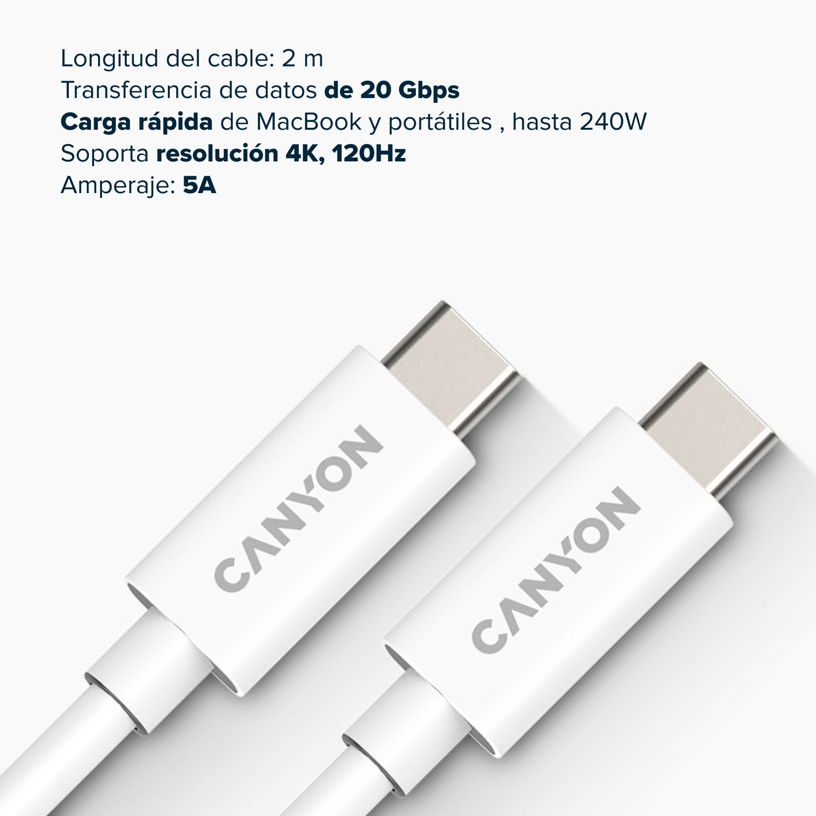 Canyon Uc-42, Cable, U4-Cc-5a2m-E, Usb4 Type-C To Type-C Wht