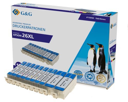 G&G Cartucho Epson 26xl Xl 10er-Set: Je 2x Bk, Fotobk,C,M,Y