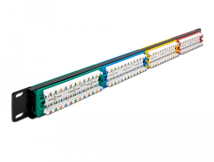 Delock 19" Patchpanel 24 Port Cat.5e 1 He Farbig