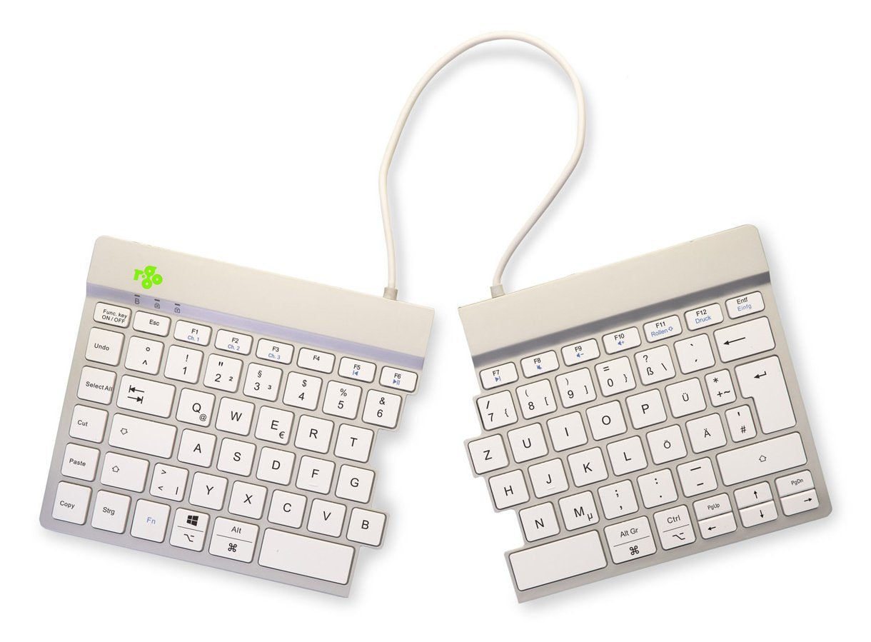 Teclado Alemán R-Go Diseño Split Break De Bluetooth Blanco