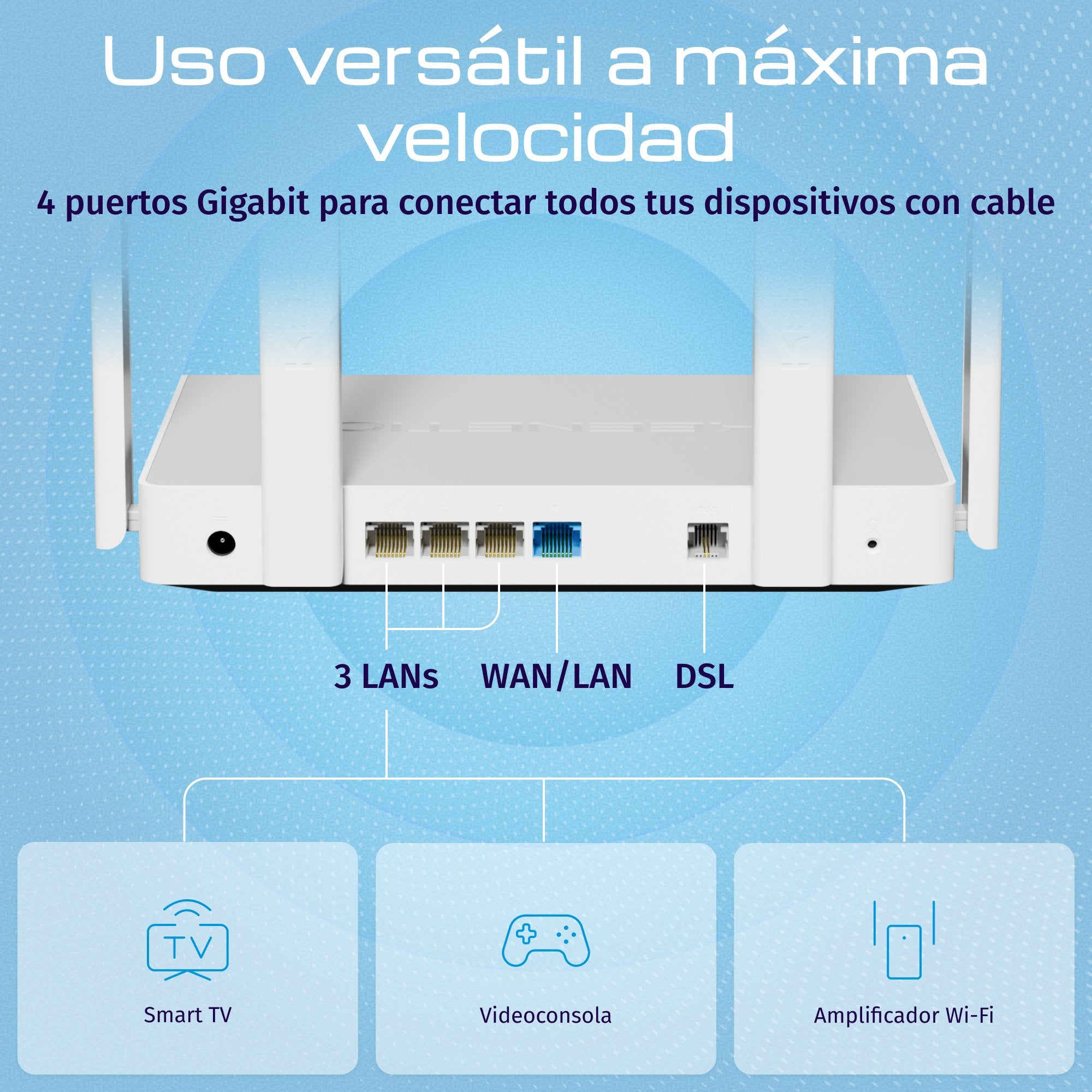 EAN 4897082921356 - Keenetic Hopper DSL (KN-3610) router inalámbrico Gigabit Ethernet Doble banda (2,4 GHz / 5 GHz) Gris, Bla imagen 4
