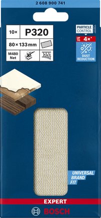 Bosch Hoja De Lija De Malla Expert M480 80 X 133 Mm, Grano 320 2608900741
