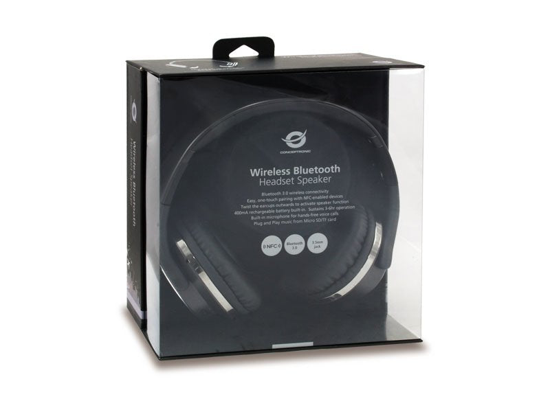 Cconceptronic Auriculares Bluetooth Con Funcion Altavoz  Manos Libres Reproduce Desde  Microsd Negro