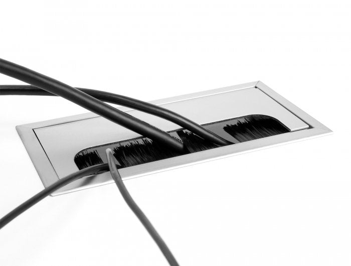 Delock Cabledurchführung Für Tischeinbau Mit Bürste 280 X 80 X 28 Mm Silber