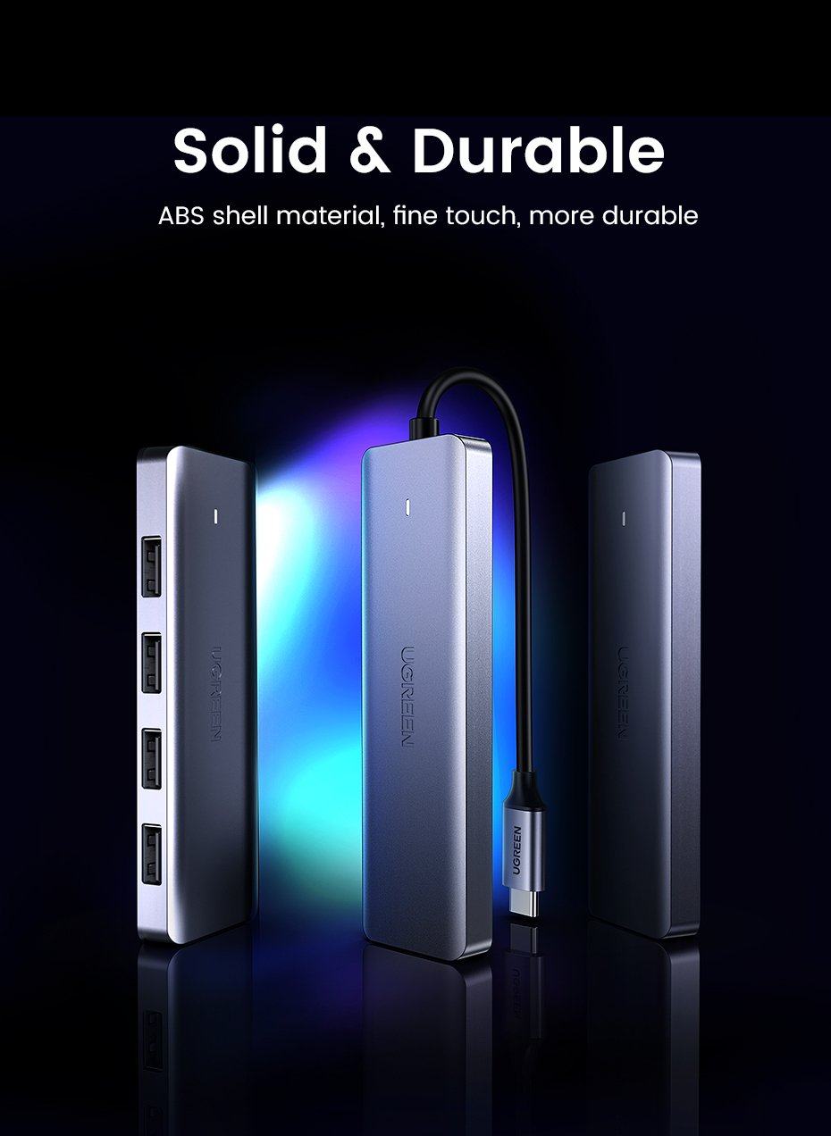 Hub  Ugreen 50985 De Interfaz Usb 3.2 Gen 1 (3.1 Gen 1) Type-A 5000 Mbit/S Plata