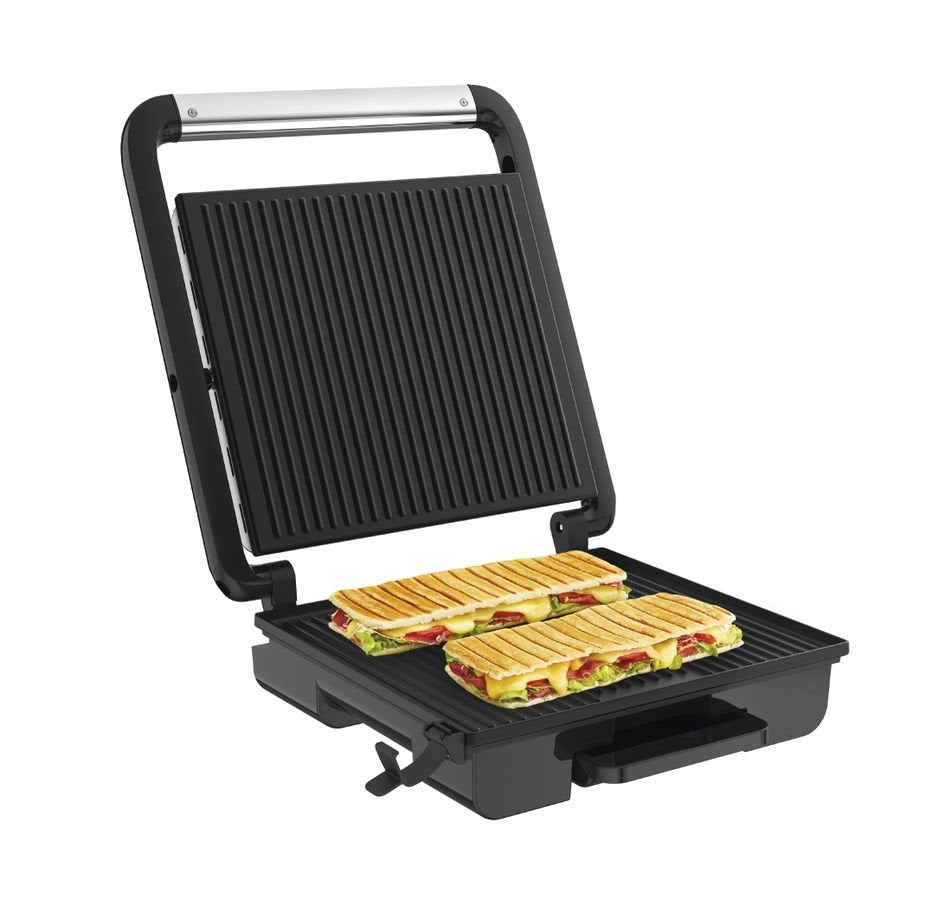 Tefal Inicio Gc242d Parrilla Eléctrica De Contacto, Barbacoa De Contacto Acero Fino/Negro, Negro, Acero Inoxidable, Rectangular, Giratorio, 288 X 258 Mm, Tapa Con Bisagra, Listo