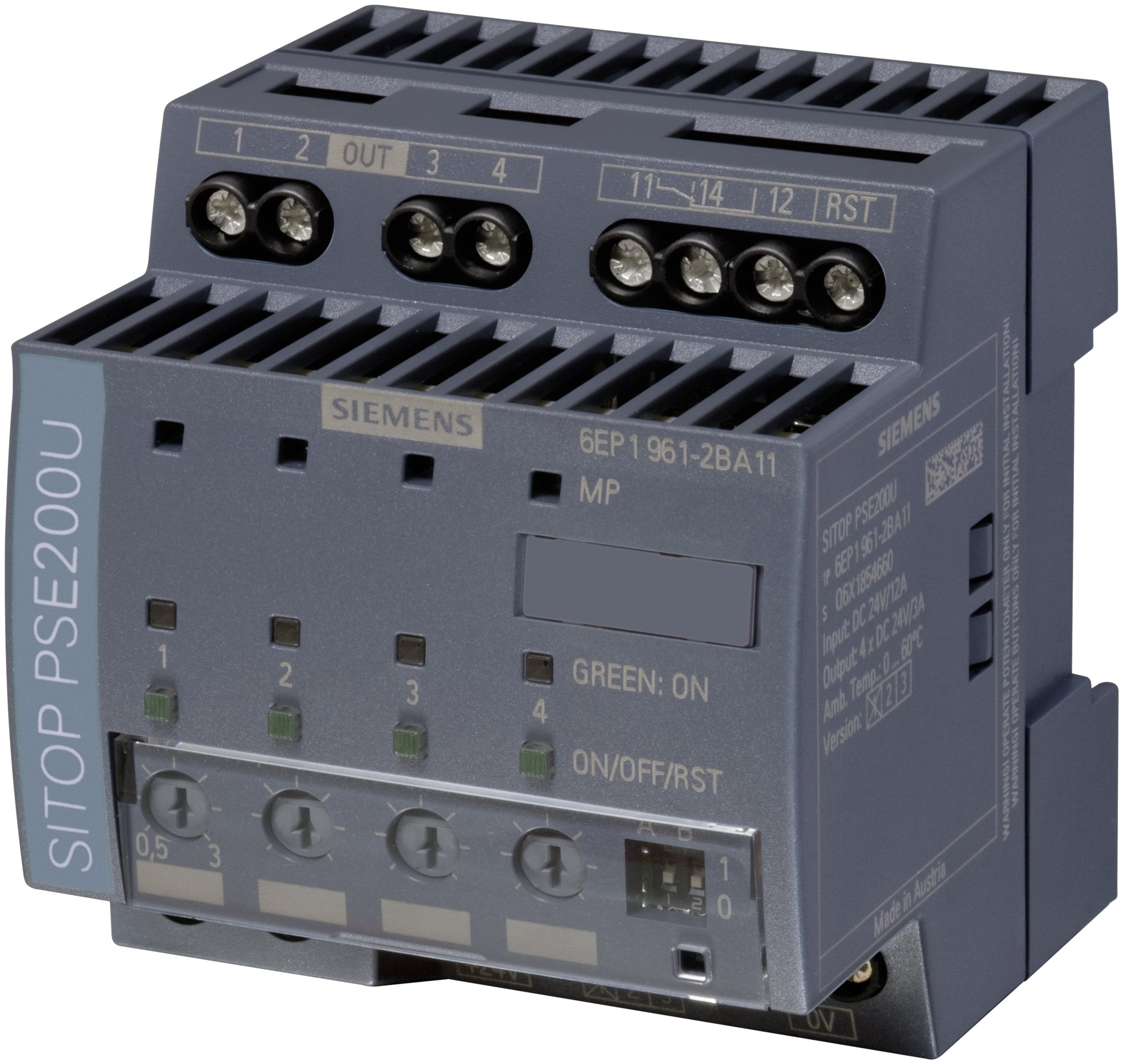 Siemens 6ep19612ba11 Sitop Pse200u 3a Selektivittsmodul 4-Kanalig Eing. 24vdc