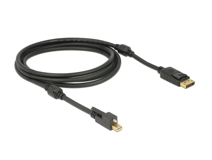 Delock Cable Mini Displayport 1.2 Macho Con Tornillo  Displayport Macho 4k Negro 2 M