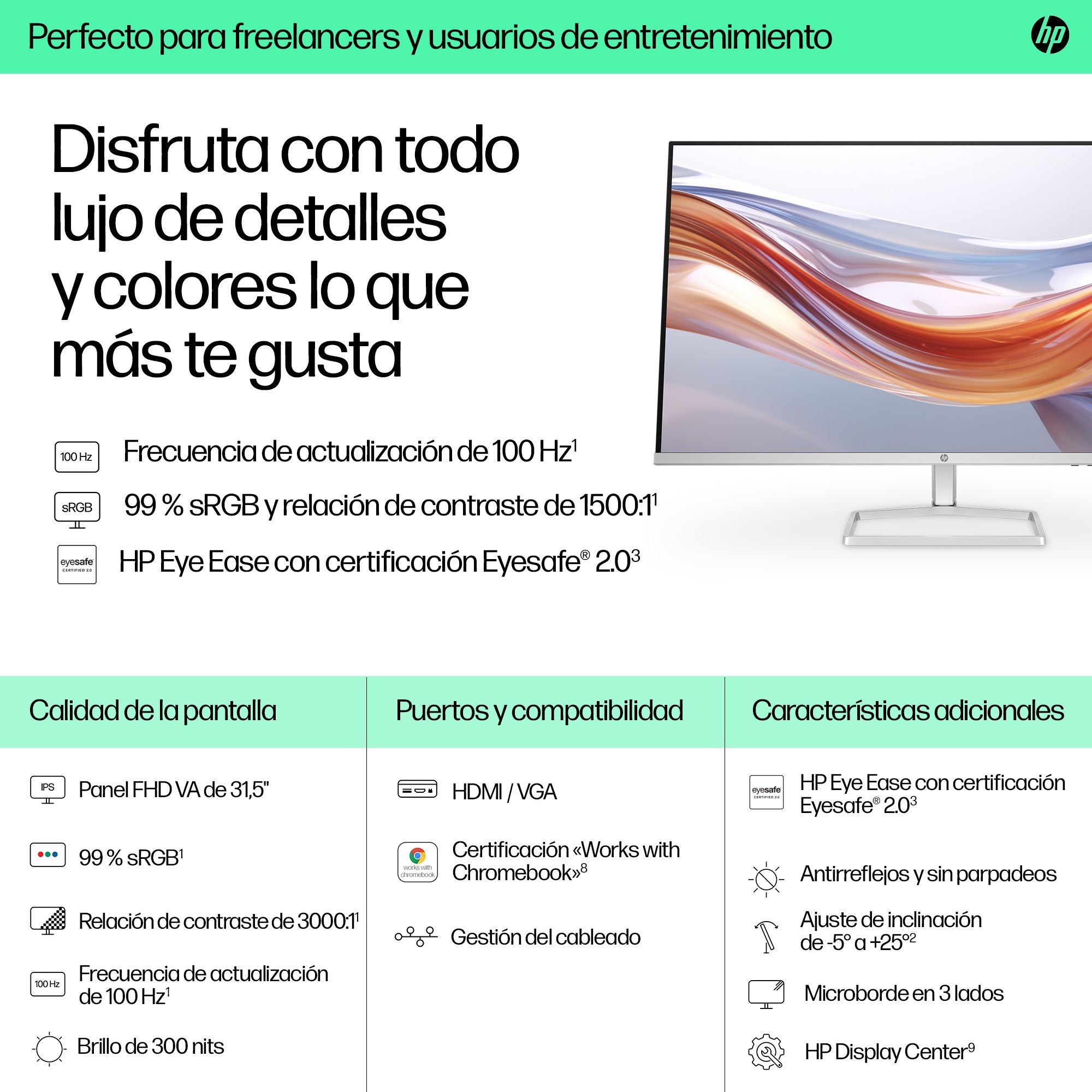 EAN 5715063785973 - HP Series 5 31.5 inch FHD Monitor - 532sf pantalla para PC 80 cm (31.5") 1920 x 1080 Pixeles Full HD LCD  imagen 7