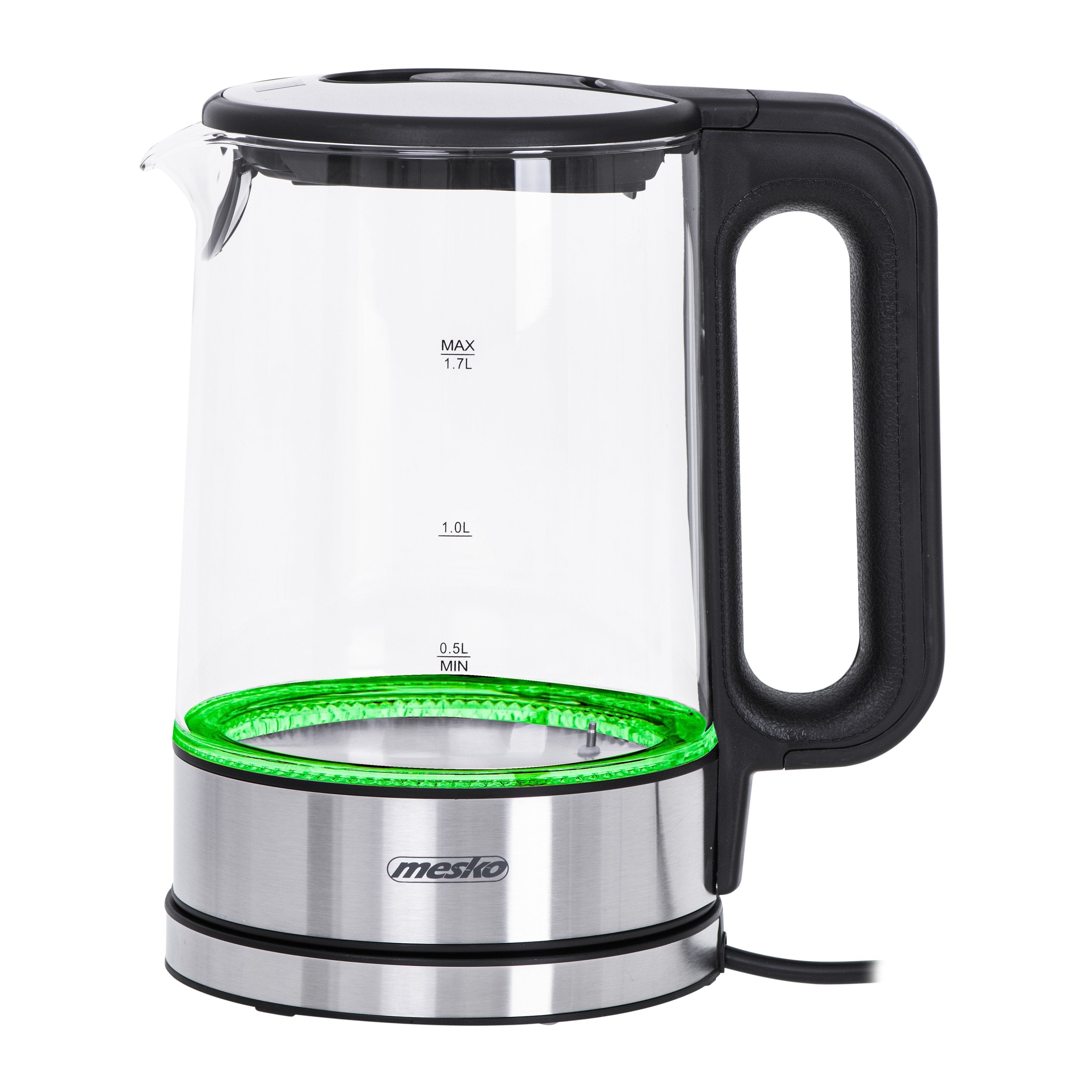 Tetera Mesko Home Ms 1301b Eléctrica 1,7 L 2200 W Negro, Acero Inoxidable, Transparente