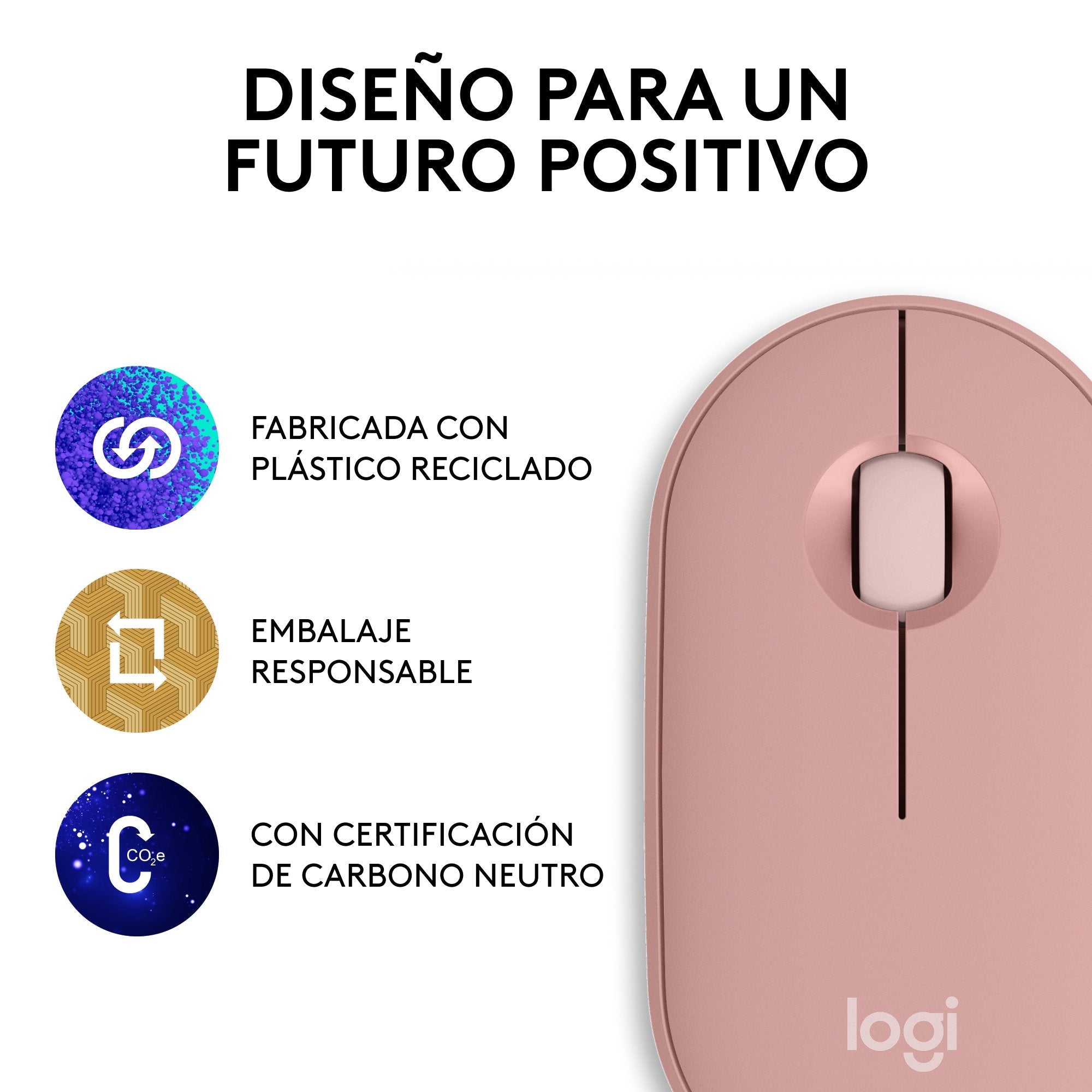 Ratón Logitech Pebble 2 M350s Wireless + Bluetooth Rosa 910-007014