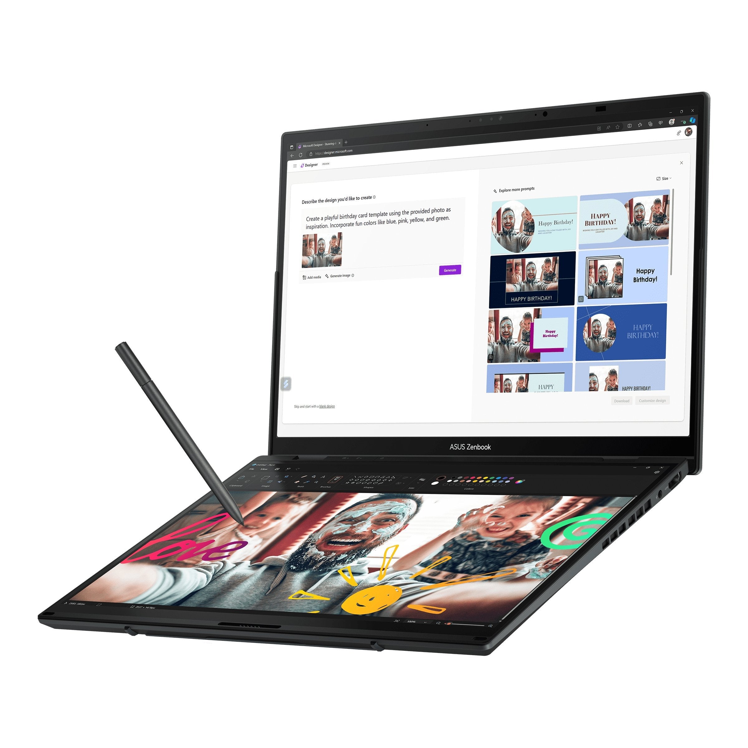 Asus Zenbook Duo Oled Ux8406ma-Ql396w - Ordenador Portátil 14" Wuxga (Intel Core Ultra 9 185h, 32gb Ram, 1tb Ssd, Arc Graphics, Windows 11 Home) Gris Tintero - Teclado Qwerty Español