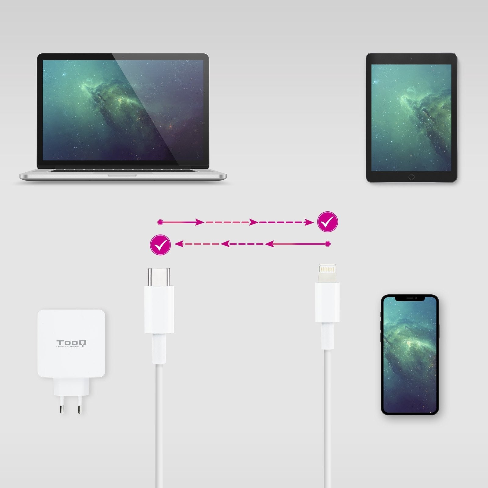 Nanocable Cable Usb-C Macho A Lightning Macho 50cm