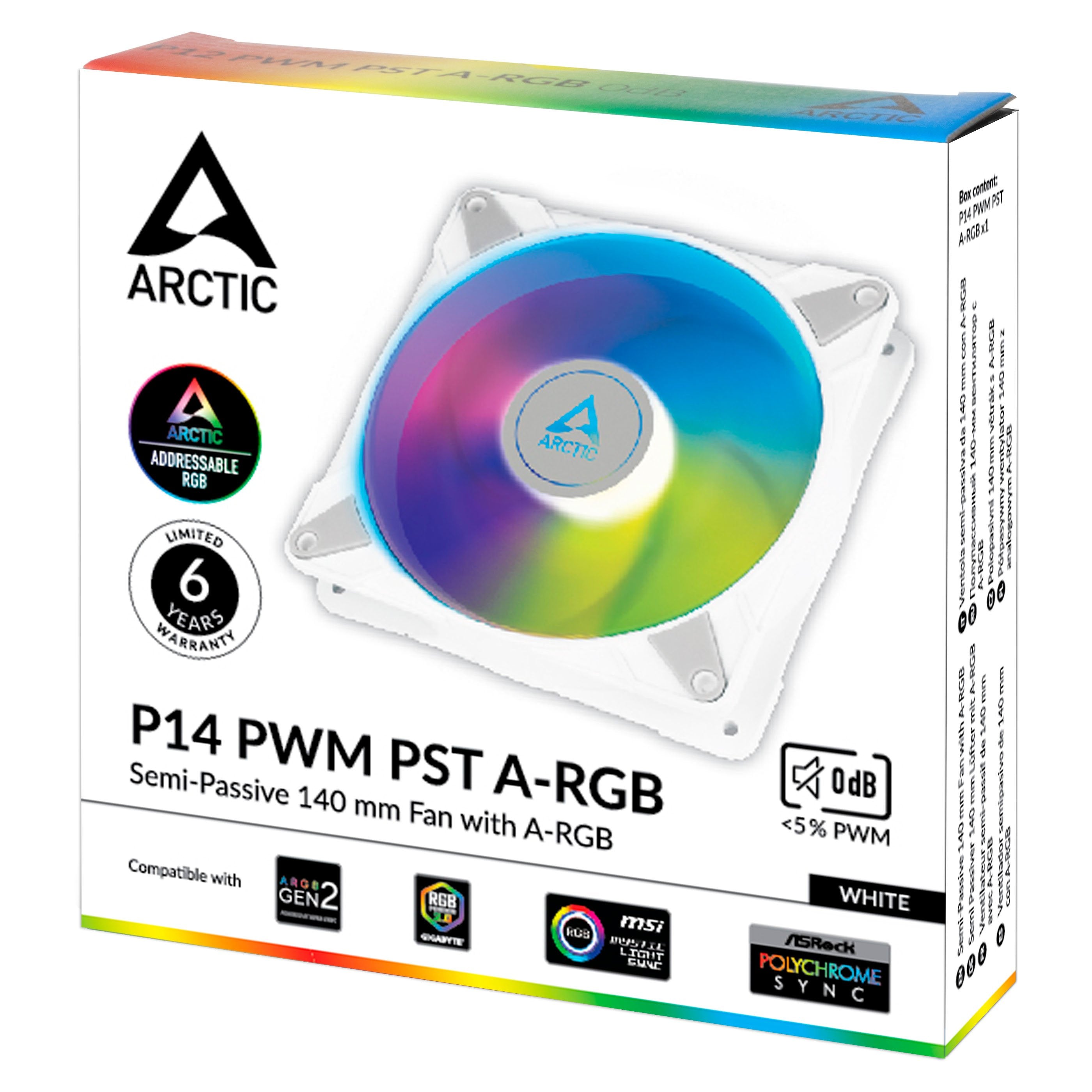 EAN 4895213704083 - ARCTIC P14 PWM PST A-RGB Carcasa del ordenador Ventilador 14 cm Blanco 1 pieza(s) imagen 4