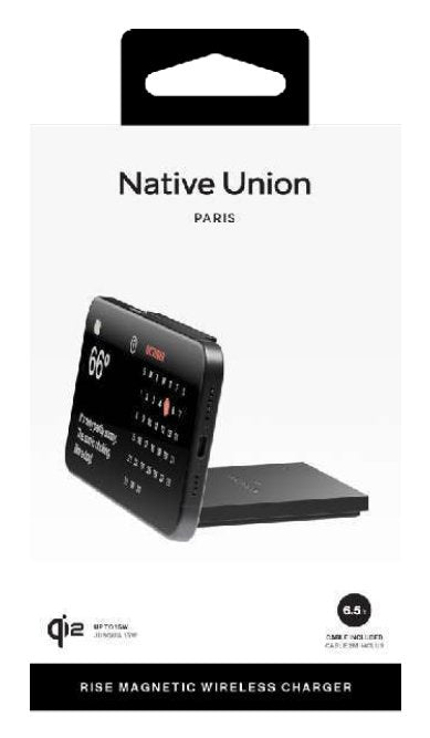 Native Union Rise Solo Qi2 Smartphone Negro Usb Cargador Inalámbrico Interior