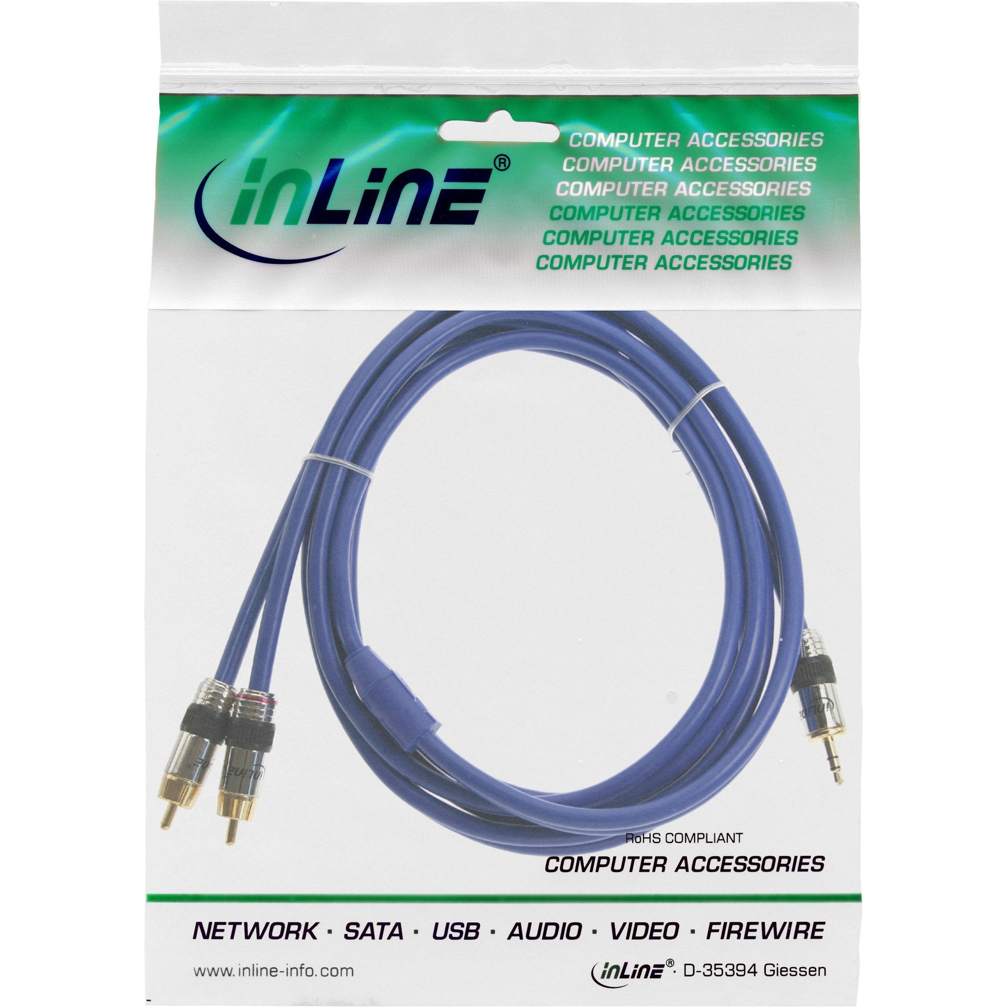 Cable De Audio Inline Premium 2x Rca Macho A Macho De 3,5 Mm De 5 M