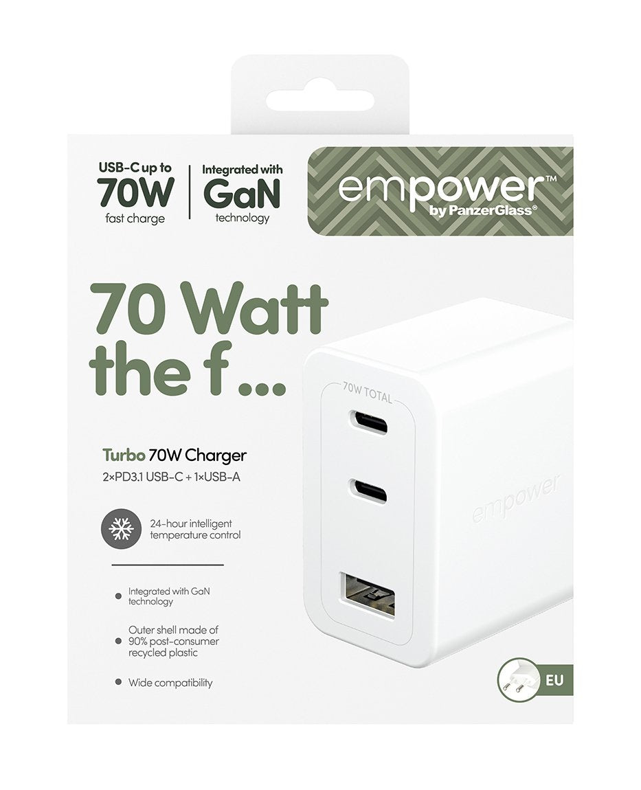 EAN 5715685027598 - PanzerGlass empower™ by ® Turbo 70W Multiple Charger incl. 2 x USB-C + USB-A | EU Plug | Silver White Sma imagen 3