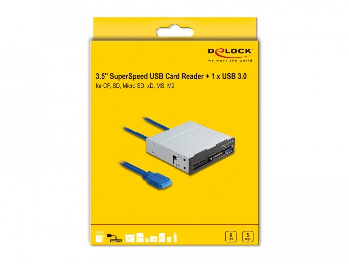 Delock Lector De Tarjetas Superspeed Usb De 3.5? 6 Ranuras + 1 X Usb Tipo-A Hembra