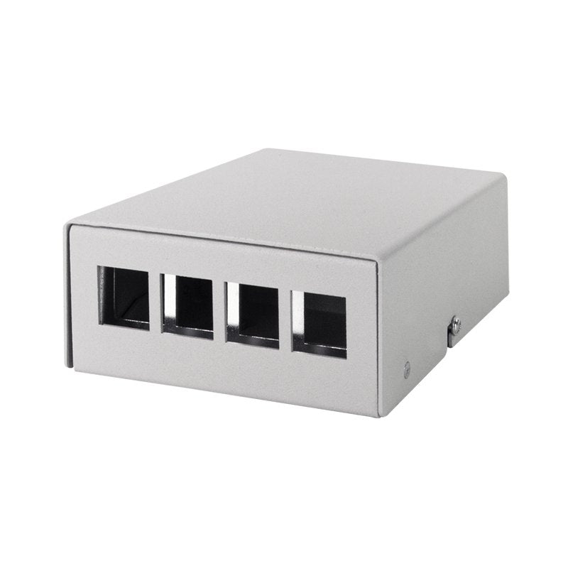 Consolidation Point Box 4-Port, Desk Wall Rail Mounting, Gris