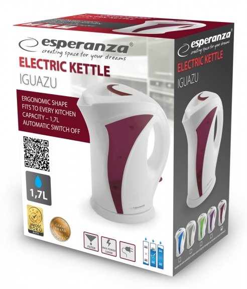 Hervidor De Agua Esperanza Ekk018r 1.7 L, Blanco / Rojo