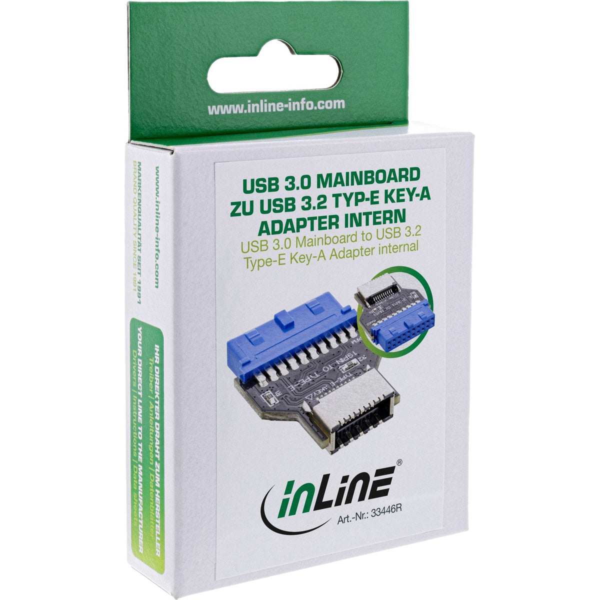 Inline® Usb 3.0 Mainboard A Usb 3.2 Type-E Key-A Adaptador Internal