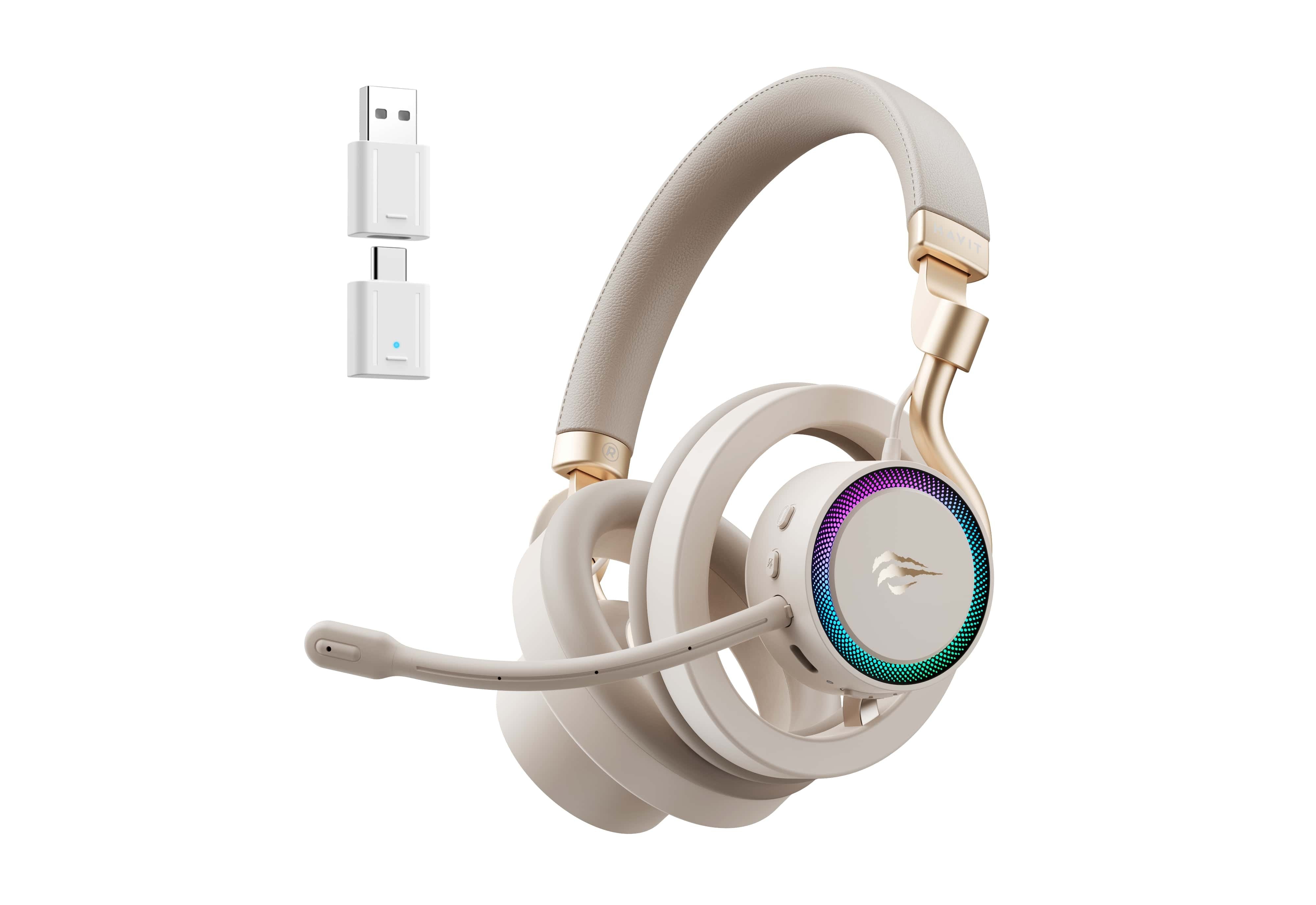 Auriculares  Havit Fuxi-H8 Con Cable/Inalámbricos Para Juegos (Dorados)