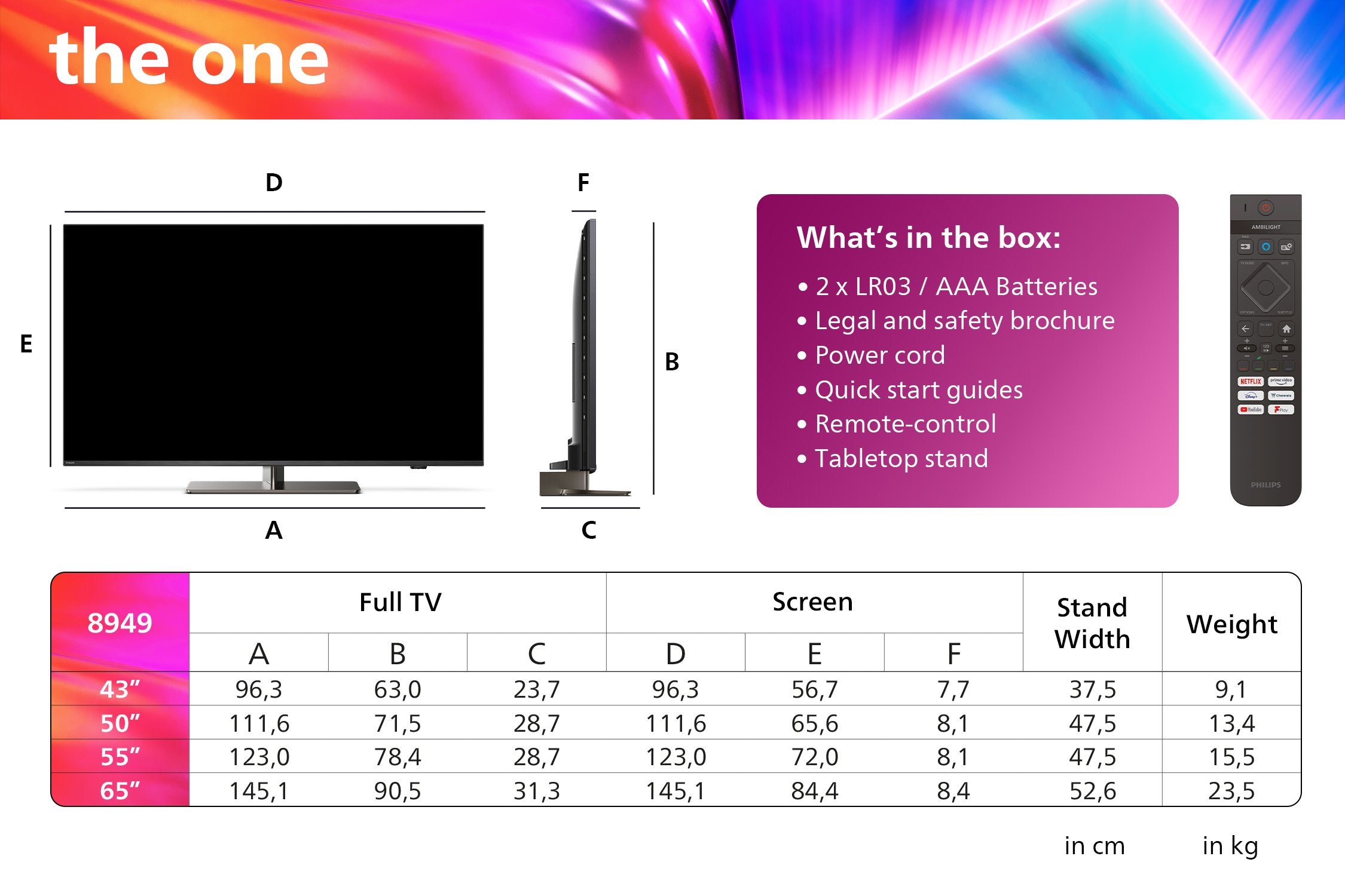 Philips The One 50pus8949/12, Televisión Led 126 Cm 50", Antracita/Cromo, Ultrahd/4k, Wlan, Ambilight, Dolby Vision, Hdr, Panel 120hz 50pus8949/12